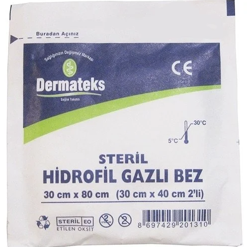 Steril Gaz Kompres Spanç 30x80cm İki Parça 10 Adet